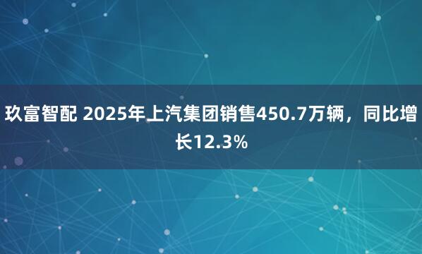 玖富智配 2025年上汽集团销售450.7万辆，同比增长12.3%